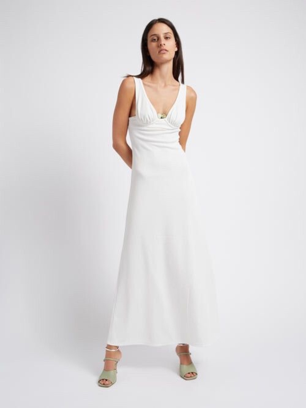Christopher Esber White Sleeveless Maxi Dress with V-Neck